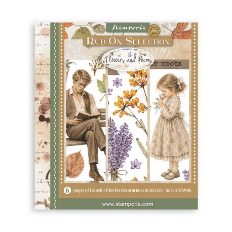 Assortment Rub-On 20.5x23cm - FLOWERS AND POEMS