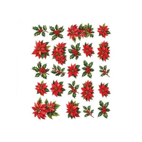 Transfer UV PREMIUM 25x30cm ACEBO Y FLOR DE NAVIDAD