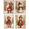 Transfer 25x30cm  CHRISTMAS POSTCARDS 4 FIGURAS