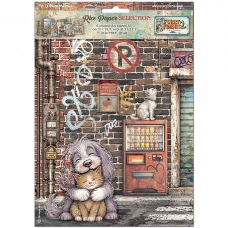 Set 6 papeles de arroz Alta A4 FURRY FRIENDS 2