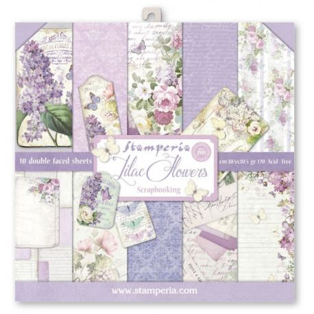 Bloc 10 hojas de papel Scrap Stamperia Lilac
