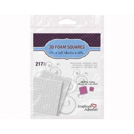 Adhesivo espuma 3D cuadrados blanco 217 unidades surtidas-Scrapbook Adhesives