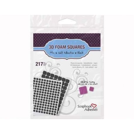 Adhesivo espuma 3D cuadrados negros 217 unidades surtidas-Scrapbook Adhesives