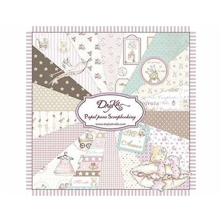 Set Papeles Scrapbooking 'Momentos Inolvidables Niña' 20x20cm