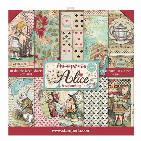 Bloc 10 hojas de papel Scrap Stamperia Alice